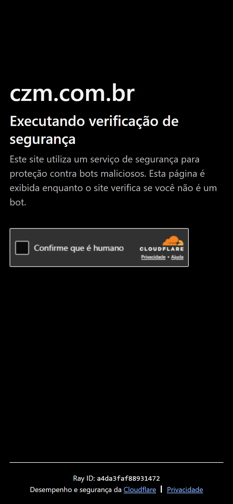 Site da CZM no celular