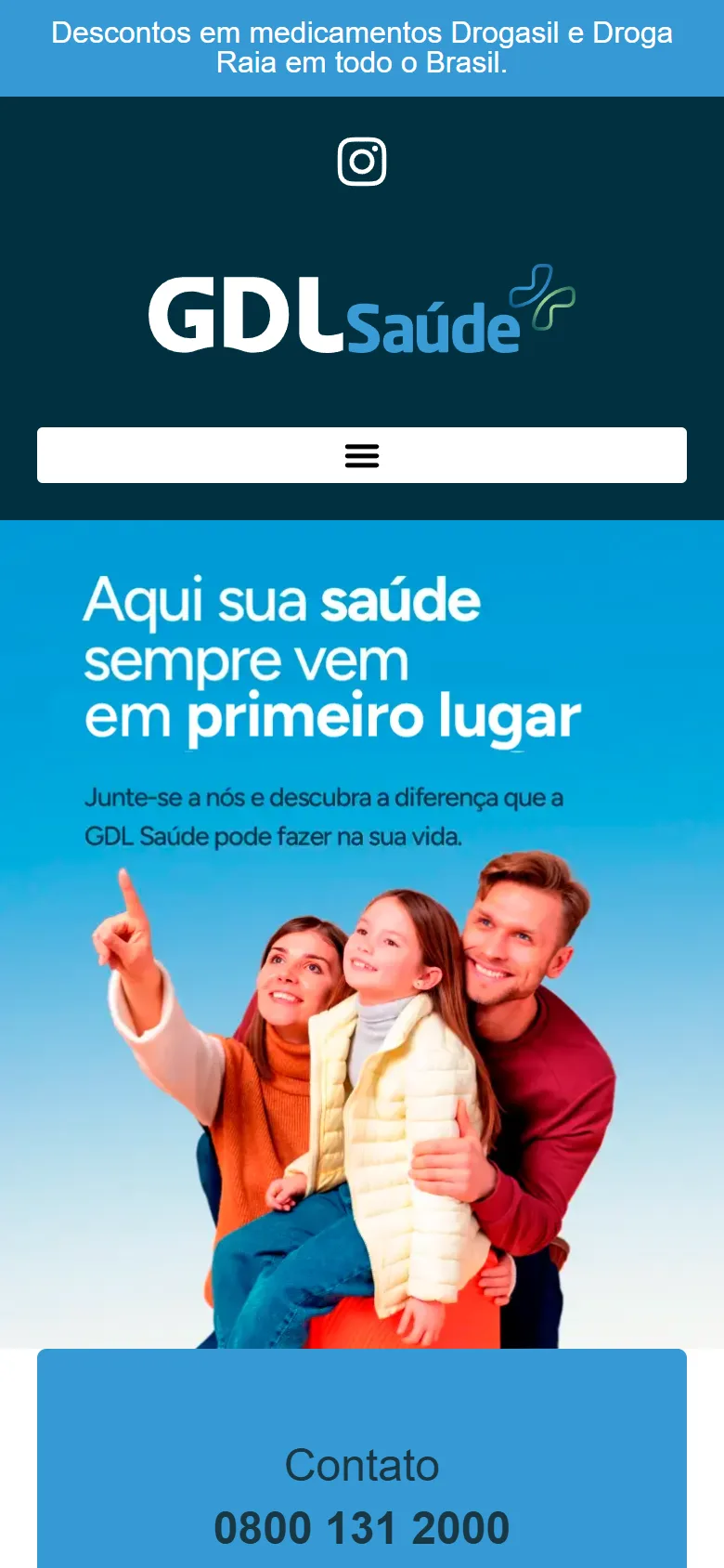 Site da GDL Saúde no celular