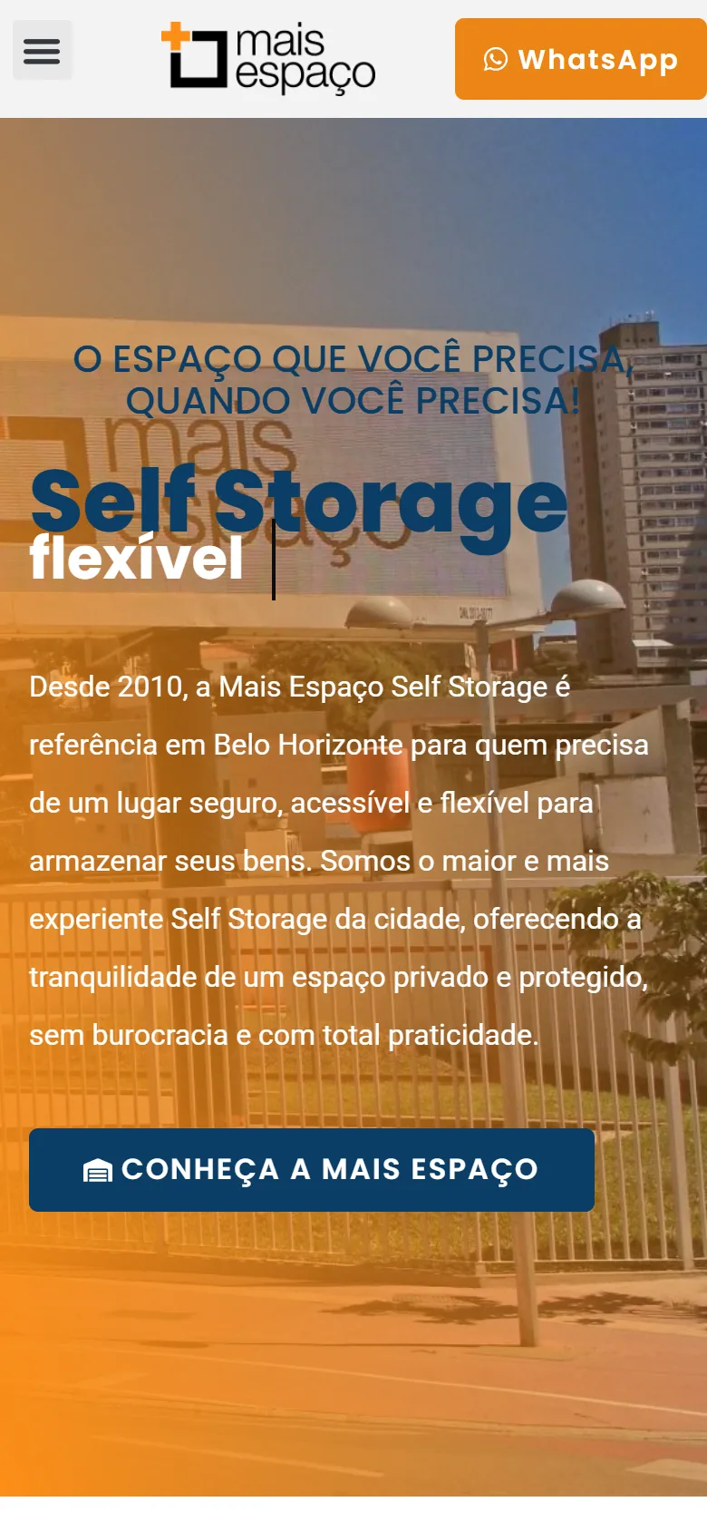 Site da Mais Espaço no celular