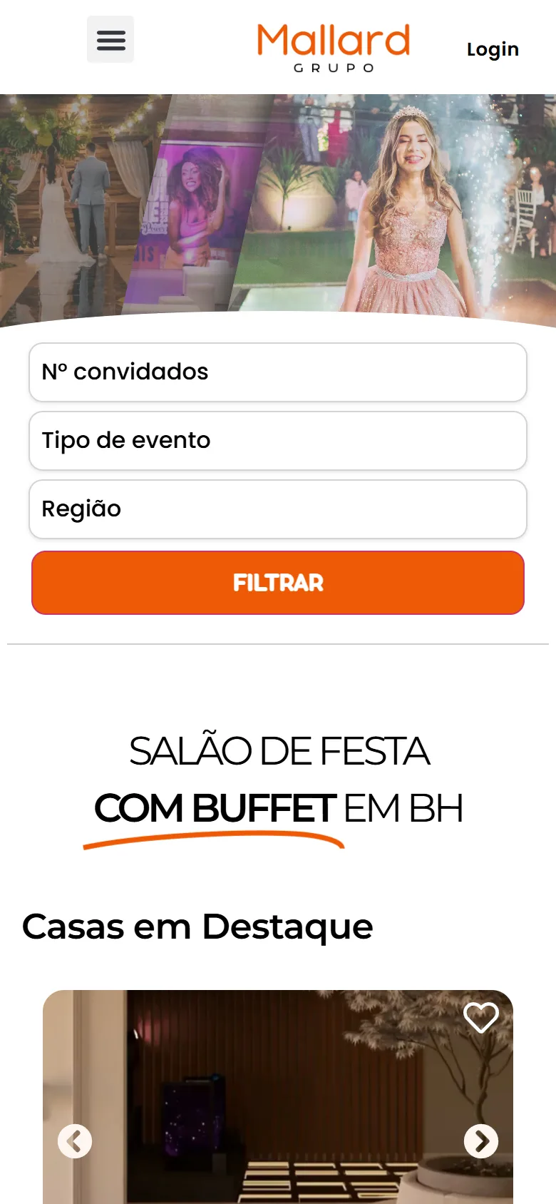 Site da Mallard no celular