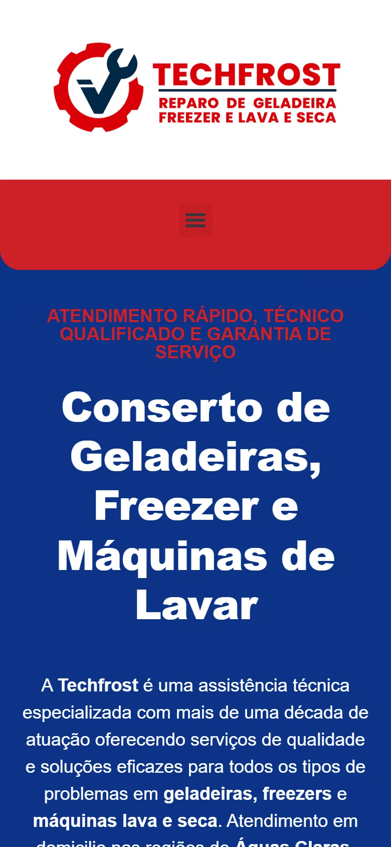 Site da Techfrost DF no celular