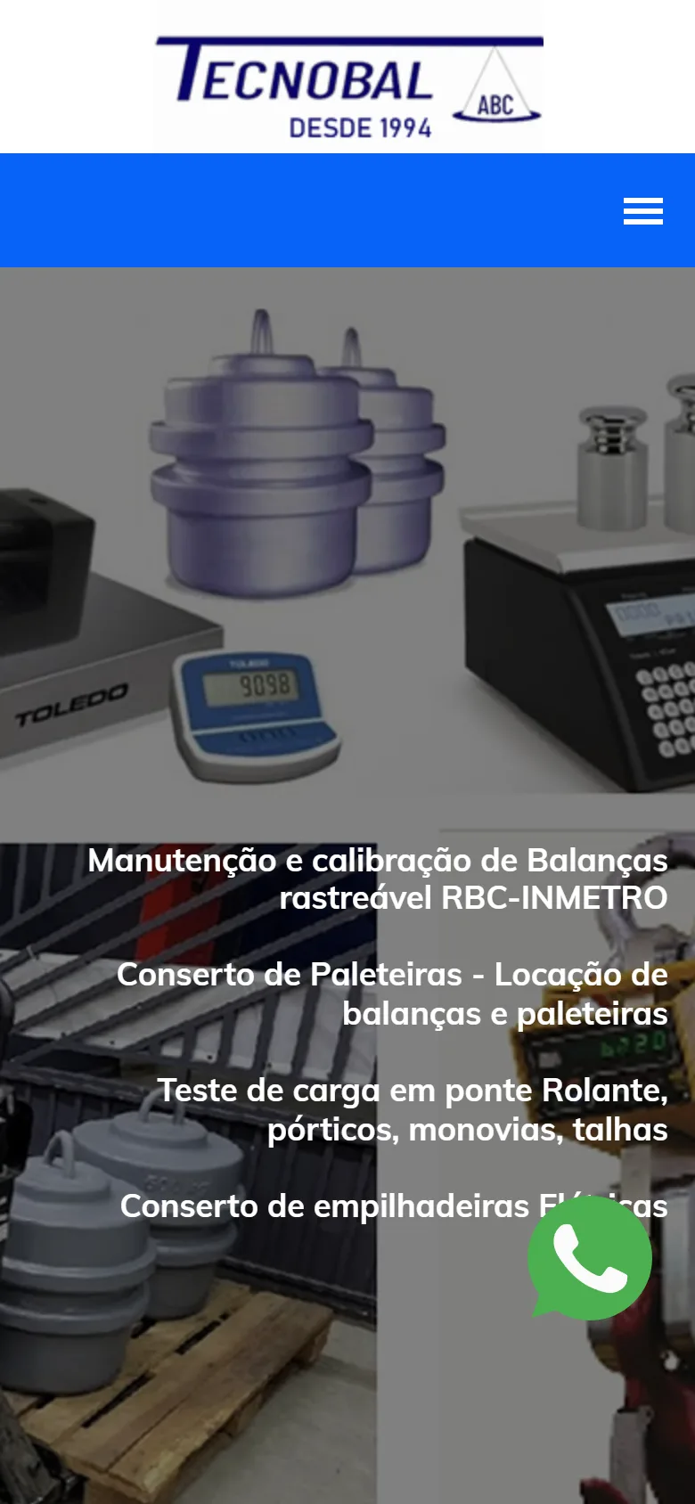 Site da Tecnobal ABC no celular