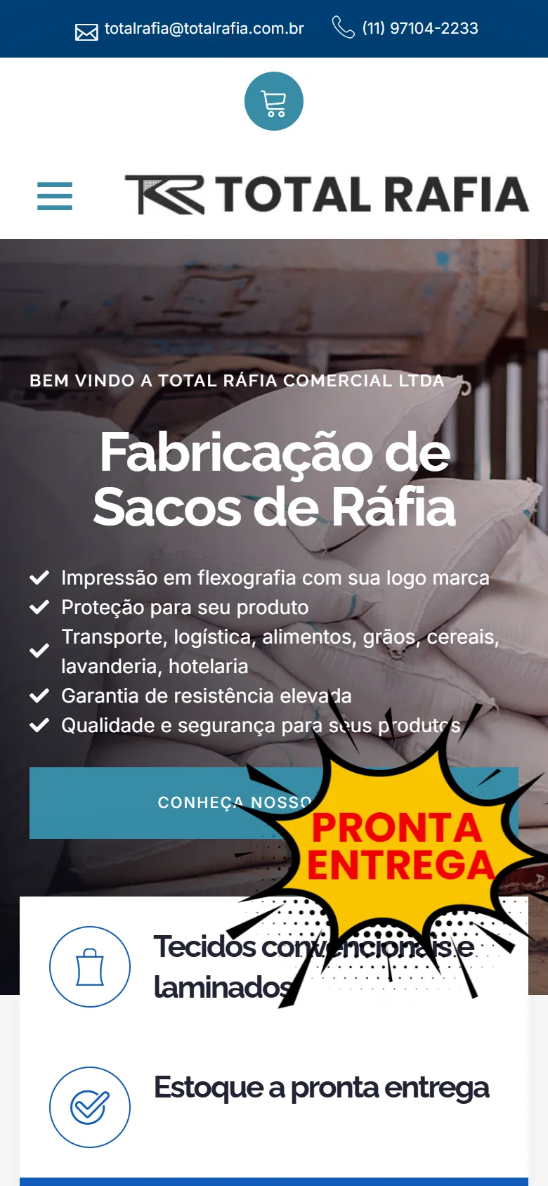 Site da Total Rafia no celular
