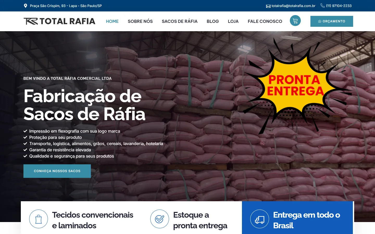 Site da Total Rafia no computador