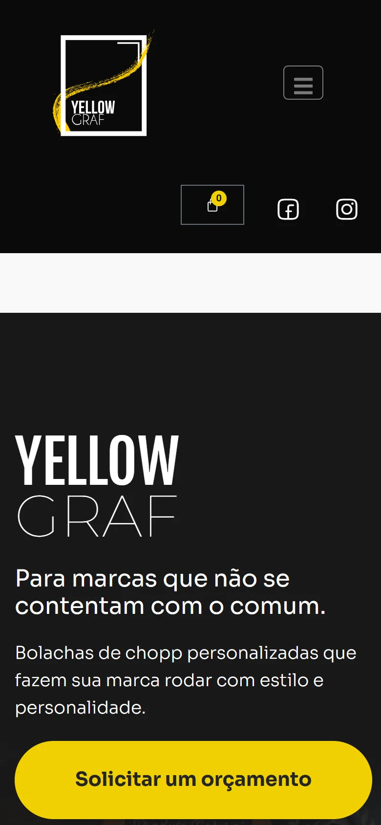 Site da YellowGraf no celular