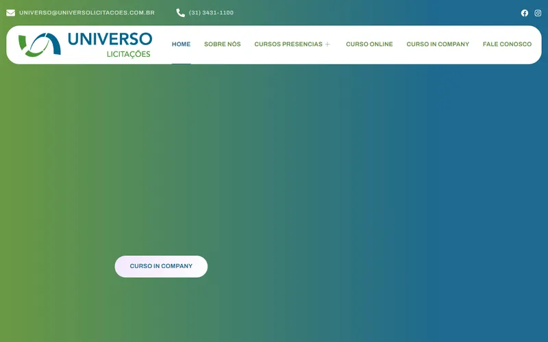 Site da Cursos Universo Licitações