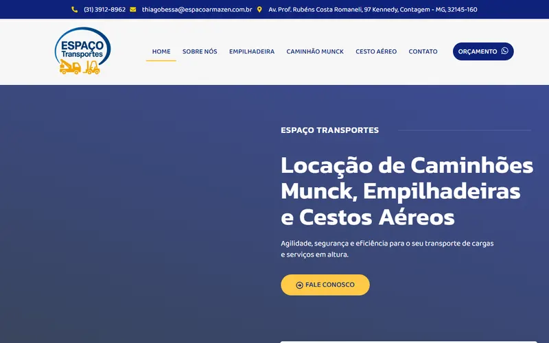 Site da Espaço Transportes e Armazém