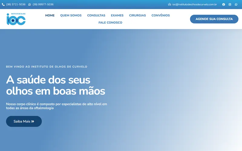 Site da Instituto de Olhos de Curvelo