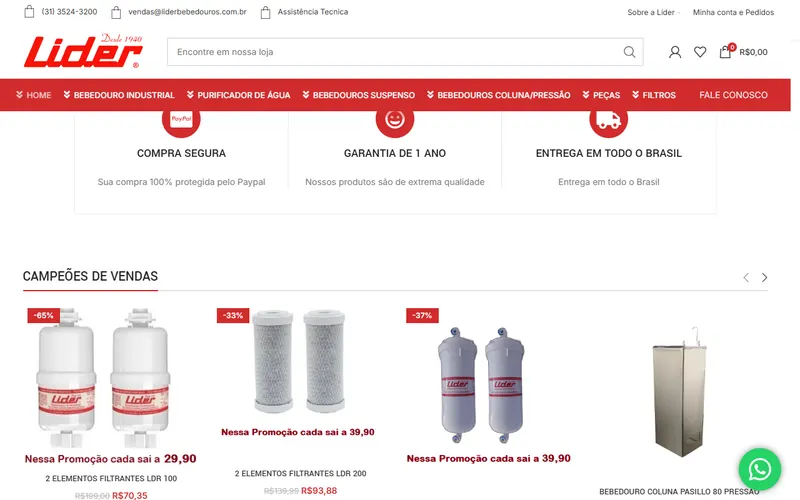 Site da Líder Bebedouros